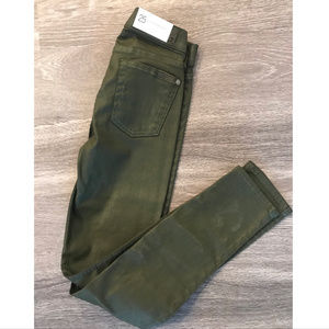 7 For All Mankind dark green coated denim NWT
